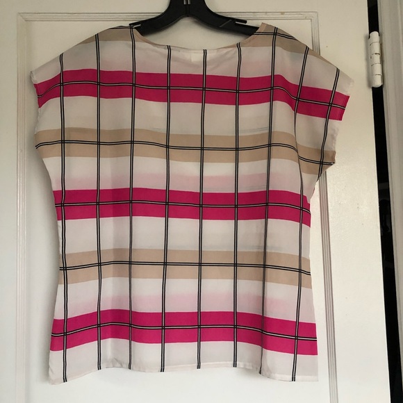 1970s VINTAGE PINK AND WHITE GRID TOP - Picture 2 of 3